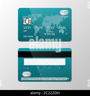 Realistic credit card mockup template, vector illustration Stock Vector