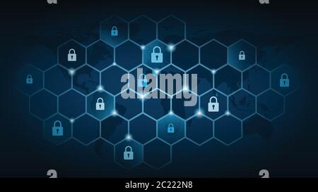 Digital security lock with circuit elements vector illustration icon ...