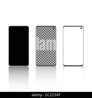 Frameless smart phone mockup template isolated on white background, vector illustration Stock Vector