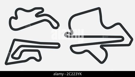 Circuit for motorsport, grand prix race track, vector illustration Stock Vector