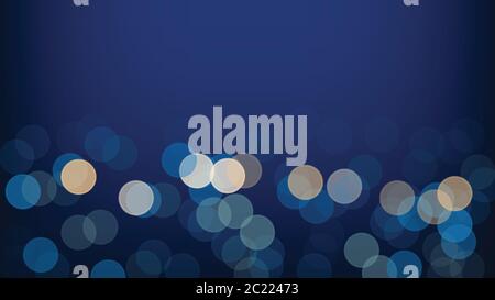 Abstract blurred bokeh light on dark blue background, vector illustration Stock Vector