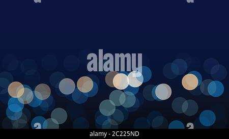 Abstract blurred bokeh light on dark blue background, vector illustration Stock Vector