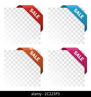 3D ribbon tag on image corner, vector illustration Stock Vector