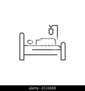 Hospital bed with patient blood transfusion vector icon symbol isolated on white background Stock Vector