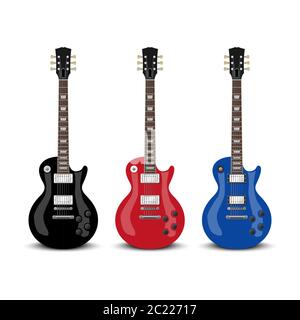 Realistic electric guitar isolated on white background, vector illustration Stock Vector