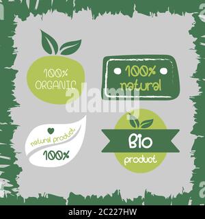 Natural product, organic, bio label tags, vector illustration Stock Vector