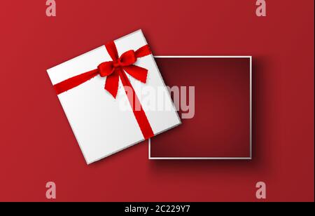 Opened gift box with red bow, vector illustration Stock Vector