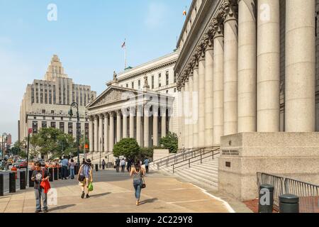 The New York County Supreme Court and Thurgood Marshall United States Courthouse in Manhattan Stock Photo