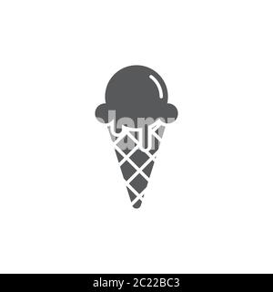 Ice cream cone vector icon symbol isolated on white background Stock Vector