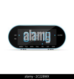 Digital alarm clock isolated on white background, vector illustration Stock Vector