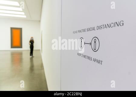 London, UK. 16th June, 2020. White Cube re-opens its Peter Schuyff exhibition, Curated by Katharine Kostyál, at White Cube, Masons Yard, London. Social distancing and limited numbers allow it to be covid safe. Credit: Guy Bell/Alamy Live News Stock Photo