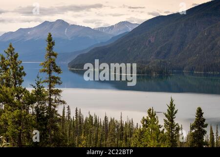 Landscape of Lake Muncho in Canada Stock Photo