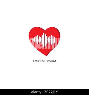 Heart Frequency vector illustration isolated on white background. Love icon with signal frequency design concept. Pictogram logo design template. Stock Vector