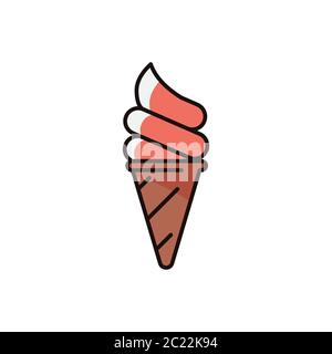 Ice cream cone vector icon symbol isolated on white background Stock Vector