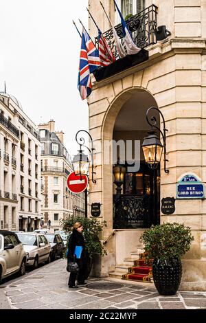 Entrance of Hotel Balzac. Paris, France. Stock Photo