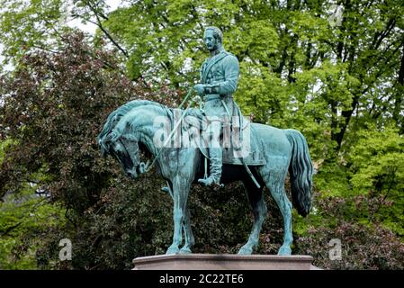 The equestrian statue of Prince Albert (1819-61) by Sir John Steell (1804-91) in Charlotte Square, Edinburgh. Stock Photo