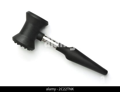 Top view of black kitchen meat tenderizer isolated on white Stock Photo