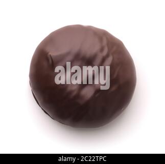 Top view of chocolate covered cookie isolated on white Stock Photo