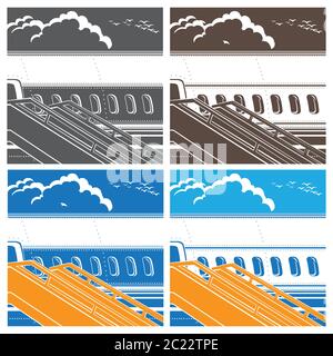 illustration of blue airport signs on white background Stock Vector ...