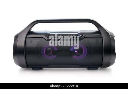 Front view of portable bluetooth speaker isolated on white Stock Photo