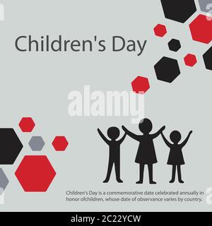 Childrens Day is a commemorative date celebrated annually in honor of children, whose date of observance varies by country. Stock Vector