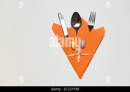 springlike Easter cutlery sets Stock Photo