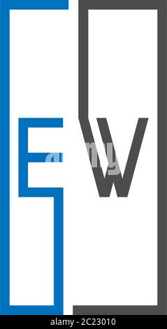 Square EW logo letters design concept in black and blue colors Stock Vector