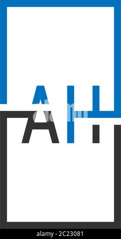 AH logo letter design concept in black and blue color Stock Vector
