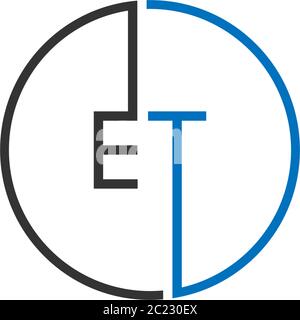 ET logo letters design concept in black and blue colors Stock Vector