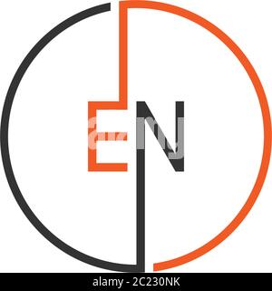 EN logo letters design concept in black and orange colors Stock Vector