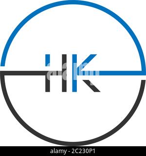 HK logo letter design concept in black and blue color Stock Vector