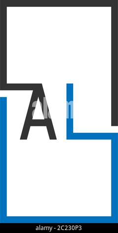 AL logo letter design concept in black and blue color Stock Vector