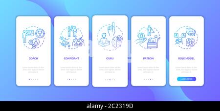 Guru types onboarding mobile app page screen with concepts Stock Vector