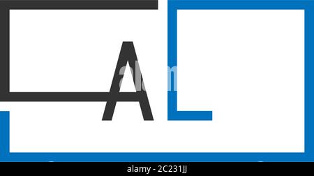 AL logo letter design concept in black and blue color Stock Vector