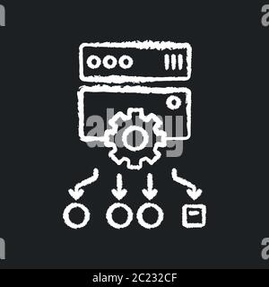 Load balancing chalk white icon on black background Stock Vector