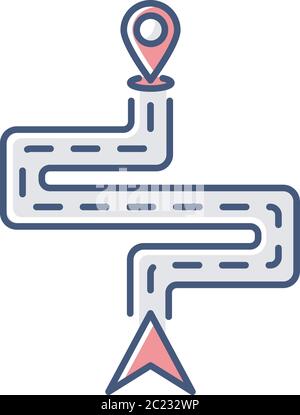 Route RGB color icon Stock Vector