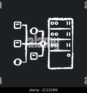 Resource server chalk white icon on black background Stock Vector