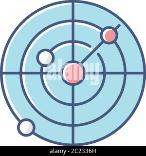 Navigational radar RGB color icon Stock Vector