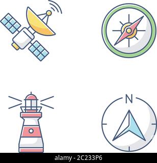 Navigation RGB color icons set Stock Vector