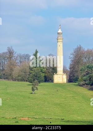 Lord Cobhamâ€™s Pillar on Grecian Valley in Stowe, Buckinghamshire, United Kingdom Stock Photo