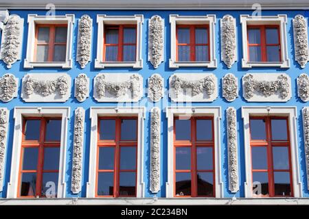 Blue stucco facade Stock Photo