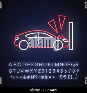 Crash test neon light icon Stock Vector