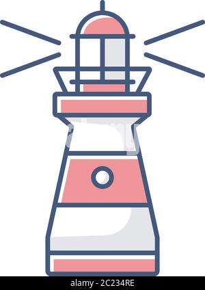 Lighthouse RGB color icon Stock Vector