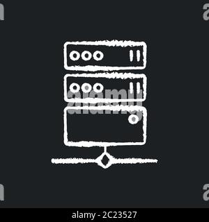 Proxy server chalk white icon on black background Stock Vector