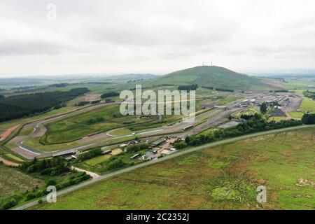 Aerial drone view of Knockhill Racing Circuit Fife Stock Photo