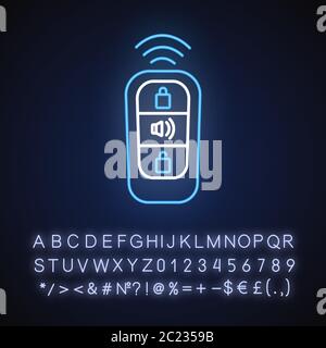 Keyless entry neon light icon Stock Vector