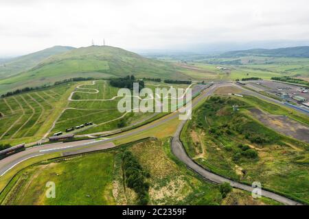 Aerial drone view of Knockhill Racing Circuit Fife Stock Photo