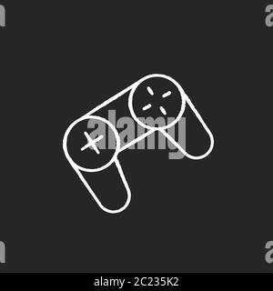 Game pad chalk white icon on black background Stock Vector