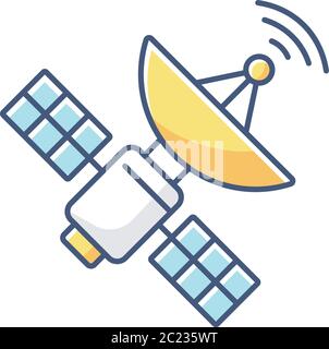 Space satellite RGB color icon Stock Vector