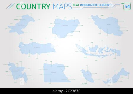 Flat Map Features Flat vector maps collection with infographic elements Stock Photo - Alamy